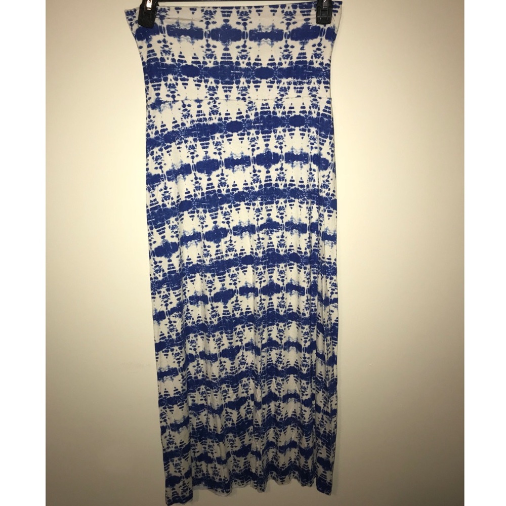 White & royal blue maxi skirt